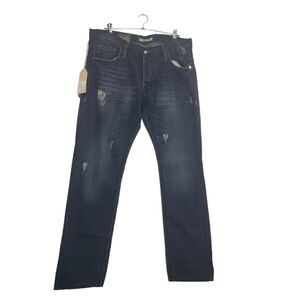 RNT23 Blue Jeans Size 38 With Orange Stitches
